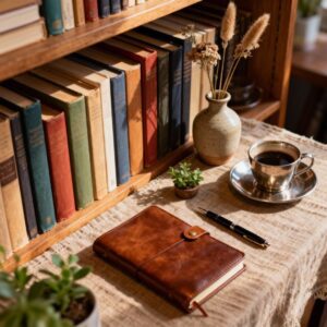Cozy Styled Bookshelf & Coffee Table Corner - Decorative Home Interior Setup