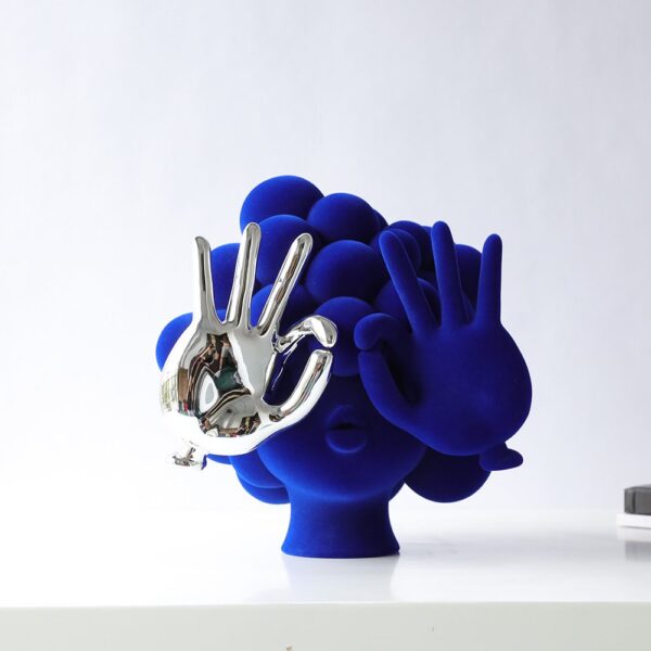 Modern Art Style Blue Decor Ornament – Abstract Sculpture Desktop Decoration