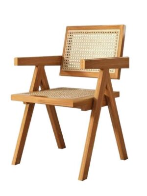 Chandigarh Chair (Wooden Frame with Rattan Backrest, Classic Decorative Chair)