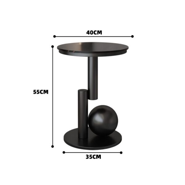 Modern Minimalist Black Small Side Table – Round Top Compact Sofa Side Table