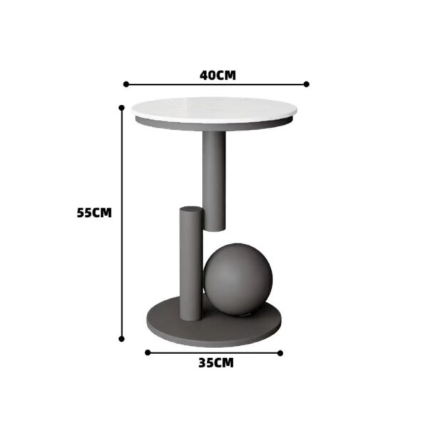 Modern Minimalist Small Side Table – Round Top Black Stand Compact Sofa Side Table
