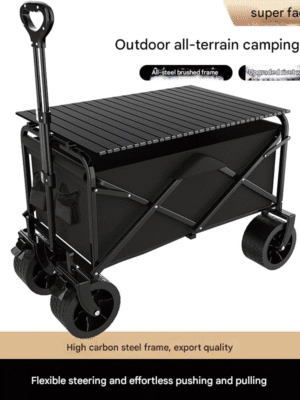 Black Outdoor Foldable Utility Cart (with Wheels and Handle)