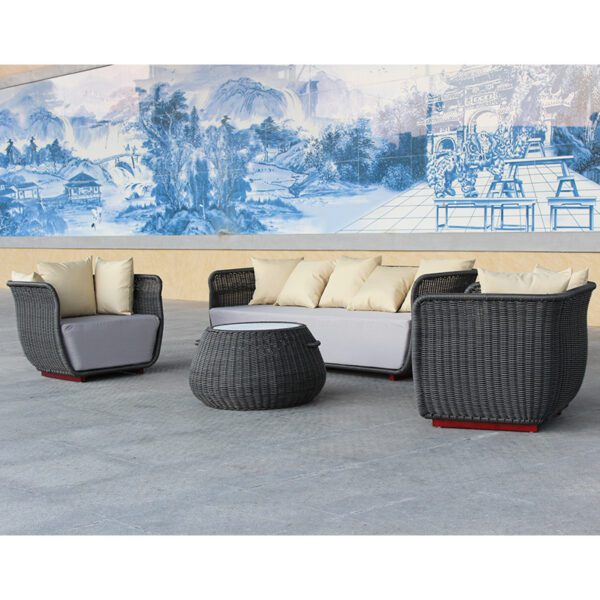 PE Gray Outdoor Leisure Furniture Set - Sofa & Side Table for Outdoor Spaces