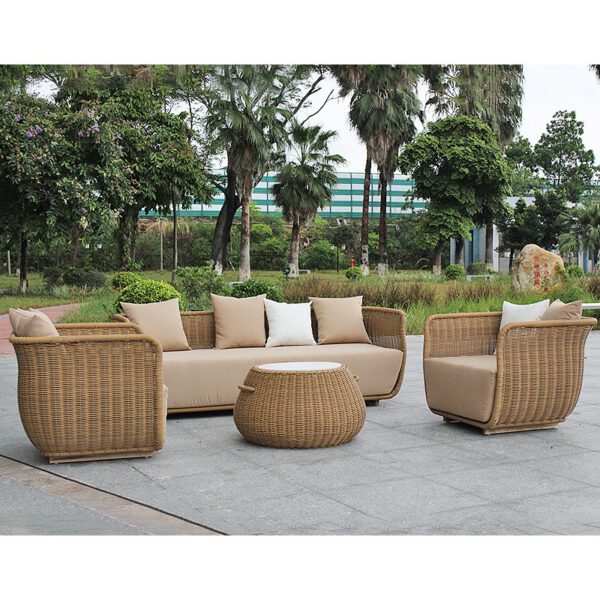 PE Yellow Outdoor Leisure Furniture Set - Sofa & Coffee Table for Patio Spaces