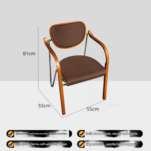 Modern Minimalist Wooden Armrest Fabric Leisure Chair | Brown Seat Dining/Living Room Chair Modern Minimalist Wooden Armrest Fabric Leisure Chair – Brown Seat Dining/Living Room Chair