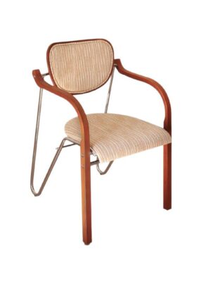 Modern Minimalist Wooden Armrest Leisure Chair – Fabric Seat Lightweight Living Room Chair