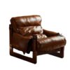 Adjustable Brown Leather Recliner Armchair – Retro Style Living Room Comfort Lounge Furniture Adjustable Brown Leather Recliner Armchair – Retro Comfortable Living Room Lounge Chair with Reclining Function