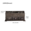 A sizing chart showing the dimensions of the rustic wooden makeup organizer: 40cm (15.75in) long, 14cm (5.5in) wide, and 19cm (7.48in) tall.