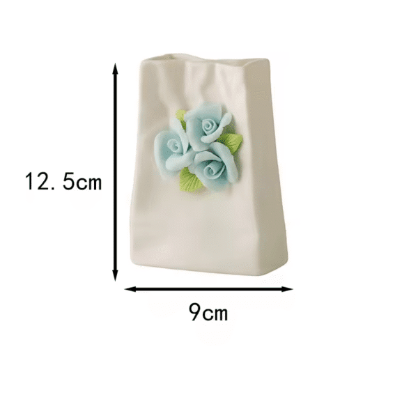 White Small Decorative Ornament With Three Blue Flowers (12.5cm×9cm Size)