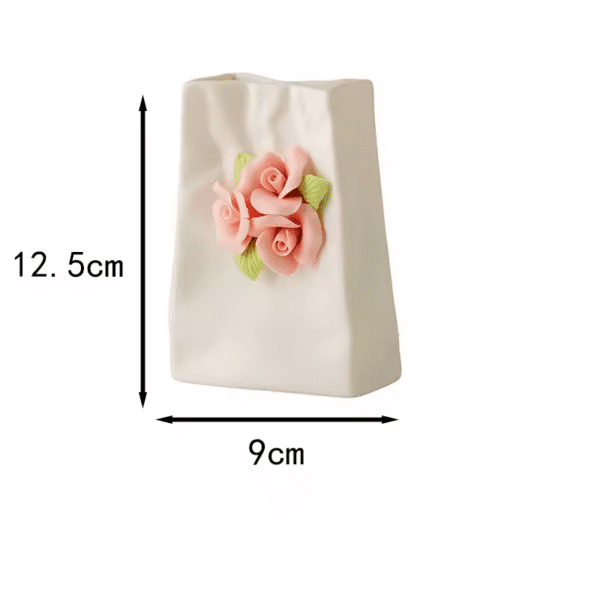 White Small Decorative Ornament With Three Pink Flowers (12.5cm×9cm Size)