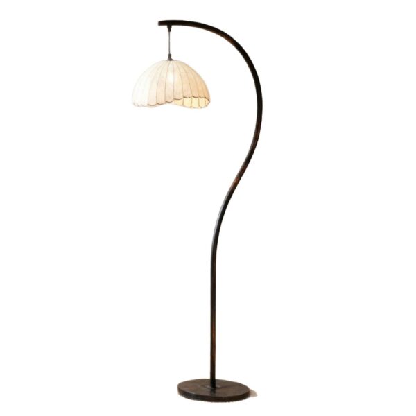 Modern Curved Black Floor Lamp with Light Shade – Decorative Lighting for Living Room Bedroom