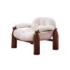 Light Fabric Single Lounge Chair with Wood Frame – Modern Accent Chair for Living Room