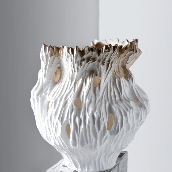 White Textured Artistic Decorative Ornament (Sculptural Style with Gradient Texture)