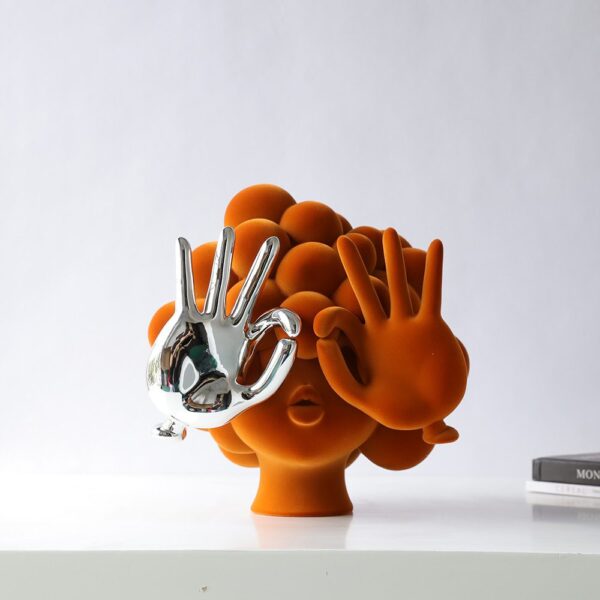 Modern Art Style Orange Decor Ornament – Abstract Sculpture Desktop Decoration