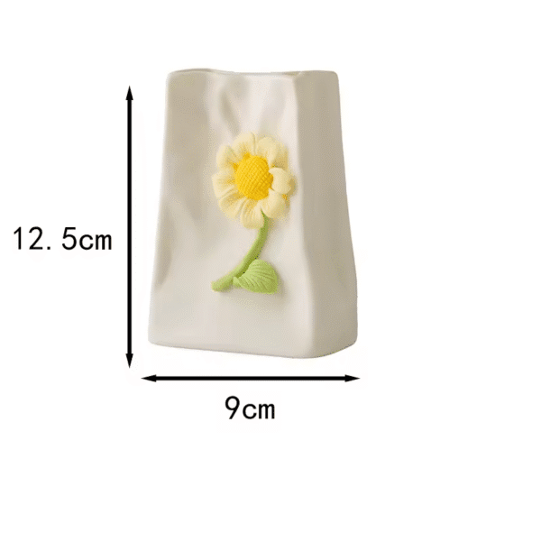 White Small Decorative Ornament With Yellow Flower (12.5cm×9cm Size)