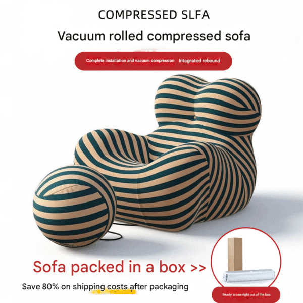 Black and White Striped "Mother's Embrace" Lounge Chair (Compressed Packaging Version With Packaging Instructions) – Italian Minimalist Leisure Sofa