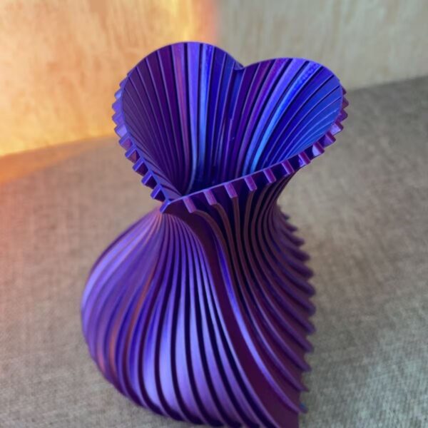 Creative Purple Pleated Shape Vase | Artistic Flexible Material Flower Vessel Creative Purple Pleated Shape Vase – Artistic Flexible Material Flower Vessel