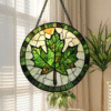 Maple Leaf Pattern Stained Glass Hanging Decor (Window Usage Scene Display) – Retro Literary Home Ornament