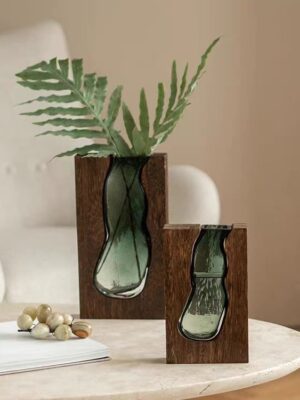 Minimalist Light Luxury Style Desktop Decor Set (Vase, Green Plant & Ornament)
