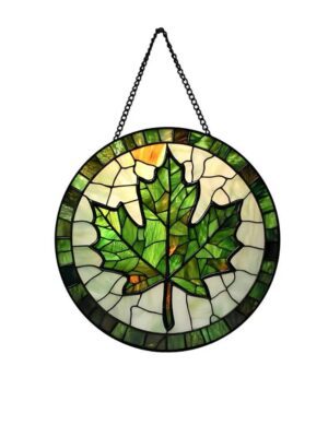 Maple Leaf Pattern Stained Glass Style Hanging Decor – Retro Literary Home Ornament