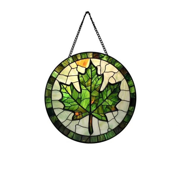 Maple Leaf Pattern Stained Glass Style Hanging Decor – Retro Literary Home Ornament
