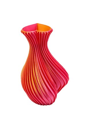 Creative Color Gradient Pleated Vase – Red-Orange Gradient Artistic Flower Vessel