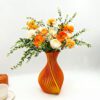 Creative Color Gradient Pleated Vase (Floral Arrangement Scene Display) – Red-Orange Gradient Artistic Flower Vessel