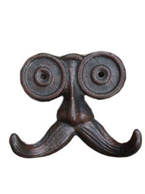 Black Fun-shaped Decorative Hook (Mustache + Double-circle Decor Style) – Creative Wall Ornament