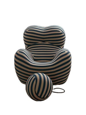 Black and White Striped "Mother's Embrace" Lounge Chair (With Ottoman) – Italian Minimalist Leisure Sofa