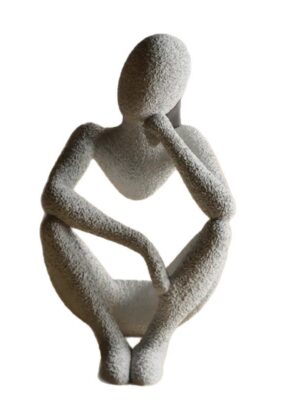 Minimalist Abstract Human Figure Crouching Sculpture Decor Ornament – White Matte Finish