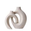 Double-Ring Connected White Art Vase – Modern Minimalist Decor Flower Vessel