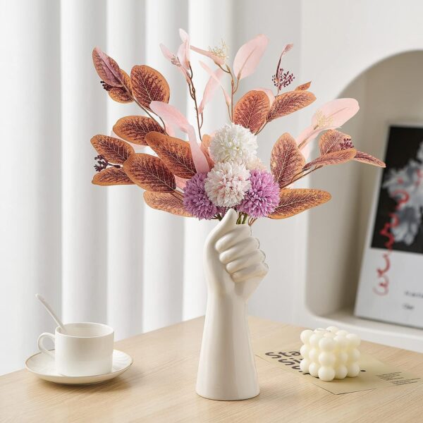 White Minimalist Vase (With Floral Display) – Fresh Home Desktop Decor Flower Vessel