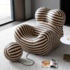 Black and White Striped "Mother's Embrace" Lounge Chair (With Ottoman, Actual Space Display) – Italian Minimalist Leisure Sofa