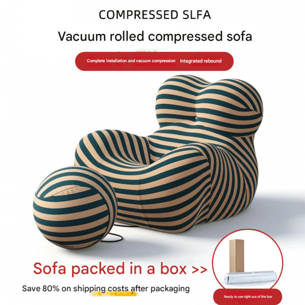 Black and White Striped "Mother's Embrace" Lounge Chair (Compressed Packaging Version With Packaging Instructions) – Italian Minimalist Leisure Sofa