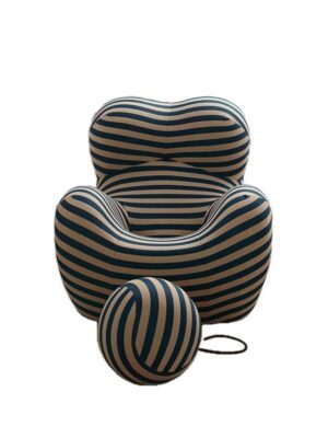 Black and White Striped "Mother's Embrace" Lounge Chair (With Ottoman) – Italian Minimalist Leisure Sofa