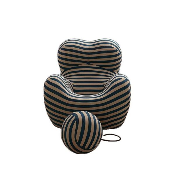 Black and White Striped "Mother's Embrace" Lounge Chair (With Ottoman) – Italian Minimalist Leisure Sofa