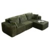 Dark Green L-shaped Retro Fabric Sofa – Comfortable Living Room Leisure Furniture