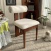 Modern Minimalist Upholstered Dining Chair (Light Color + Wooden Legs, Actual Space Display) – Comfortable Home Dining Furniture