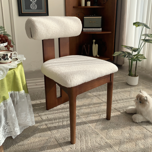 Modern Minimalist Upholstered Dining Chair | Light Color Wooden Legs Actual Space Display Modern Minimalist Upholstered Dining Chair (Light Color + Wooden Legs, Actual Space Display) – Comfortable Home Dining Furniture
