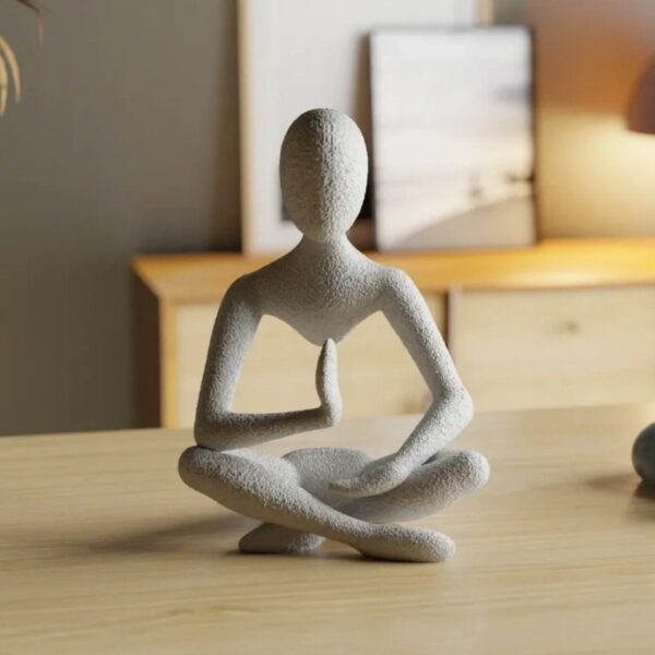 Minimalist Abstract Cross-Legged Meditation Human Figure Sculpture Decor Ornament (Real Scene Display)