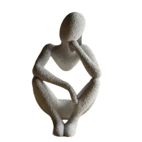 Minimalist Abstract Human Figure Crouching Sculpture Decor Ornament – White Matte Finish