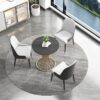 Modern Light Luxury Round Dining Table and Chair Set – Gold Stand & Marble Top