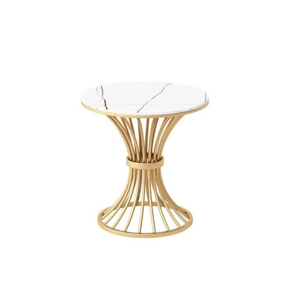 Modern Light Luxury Small Decorative Side Table Ornament – Gold Metal & Marble Texture
