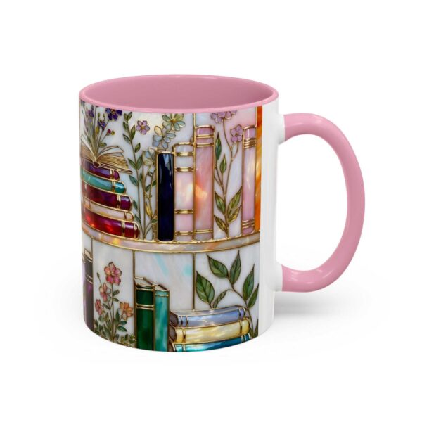 Creative Pattern Decorative Mug with Pink Handle – Colorful Design Ceramic Drinking Vessel