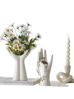 White Nordic Minimalist Desktop Decor Set (Vase, Floral & Ornament) – Fresh Home Ornament