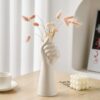 White Palm-shaped Art Vase (With Floral Display) – Modern Minimalist Home Decor Flower Vessel