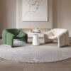 Cream Smile Chair | Boucle Fabric Single Sofa Chair, Cozy Lounge Chair for Living Room Balcony, Designer Accent Chair
