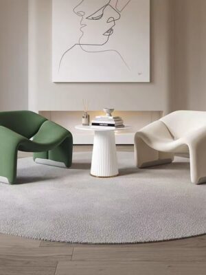 Cream Smile Chair | Boucle Fabric Single Sofa Chair, Cozy Lounge Chair for Living Room Balcony, Designer Accent Chair