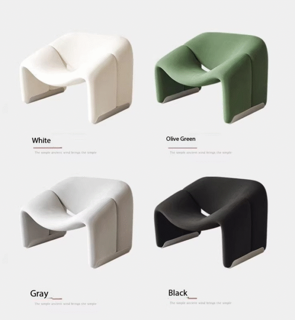 Cream Smile Chair | Boucle Fabric Single Sofa Chair, Cozy Lounge Chair for Living Room Balcony, Designer Accent Chair