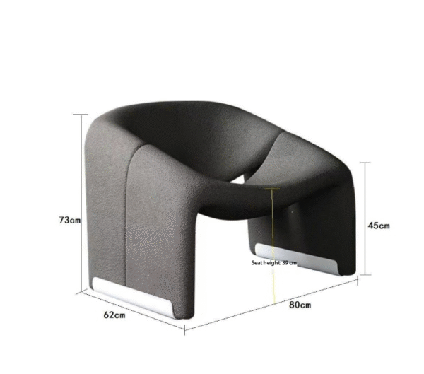 Cream Smile Chair | Boucle Fabric Single Sofa Chair, Cozy Lounge Chair for Living Room Balcony, Designer Accent Chair